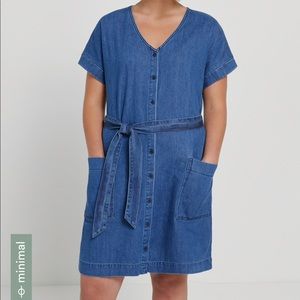 Good Cotton Belt Denim Dress in Blue